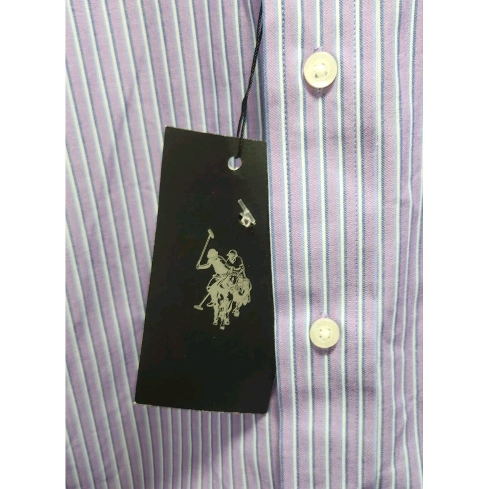 NWT U.S Polo Assn. Men's Button Up Dress Shirt 15/32 Purple Shirt, Summer - Picture 4 of 7